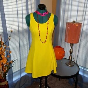 Timing | Neon Yellow Texture Mini Skater Dress​